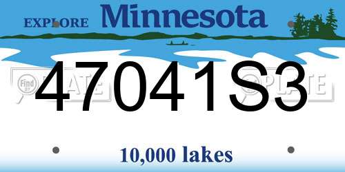 47041S3 Minnesota License Plate