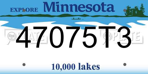47075T3 Minnesota License Plate