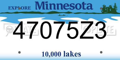 47075Z3 Minnesota License Plate