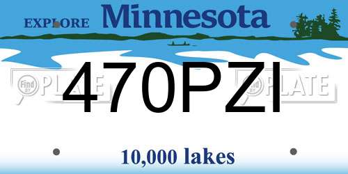 470PZI Minnesota License Plate