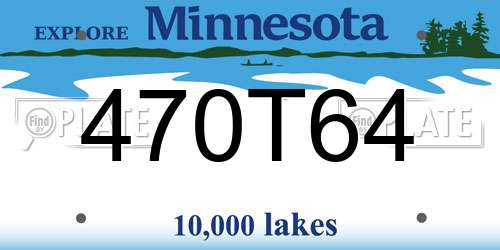 470T64 Minnesota License Plate