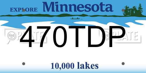 470TDP Minnesota License Plate