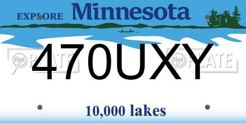 470UXY Minnesota License Plate