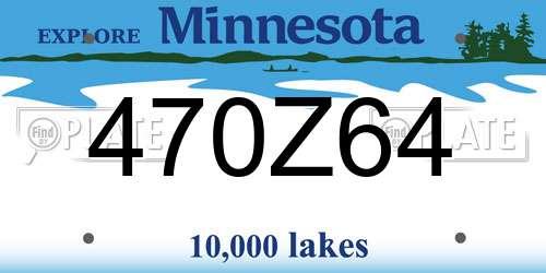 470Z64 Minnesota License Plate