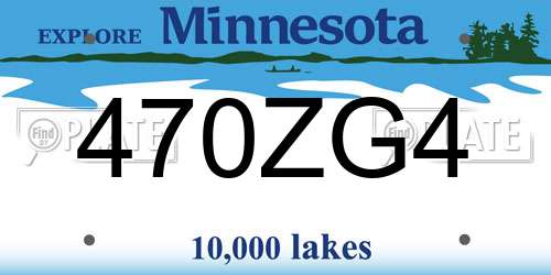 470ZG4 Minnesota License Plate