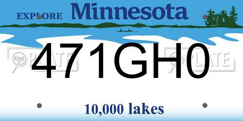 471GH0 Minnesota License Plate