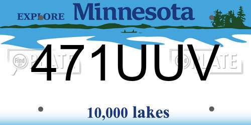471UUV Minnesota License Plate