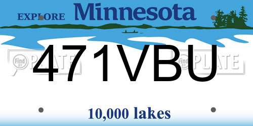 471VBU Minnesota License Plate