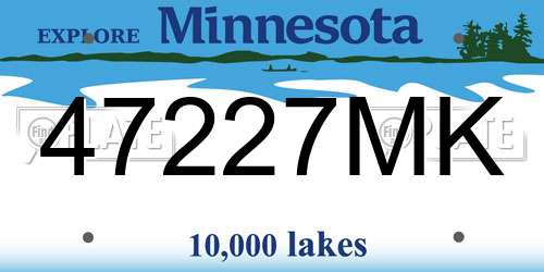 47227MK Minnesota License Plate
