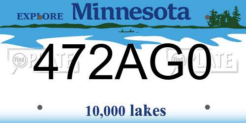 472AG0 Minnesota License Plate