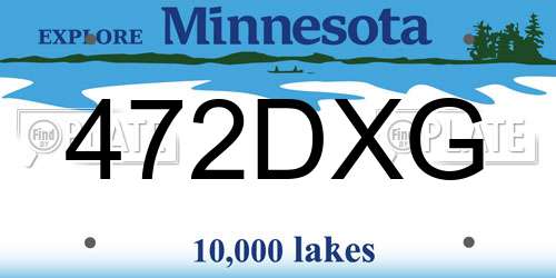 472DXG Minnesota License Plate