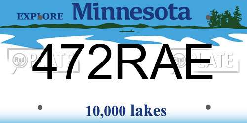 472RAE Minnesota License Plate