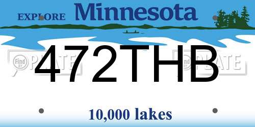 472THB Minnesota License Plate