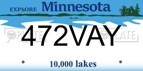 472VAY Minnesota License Plate