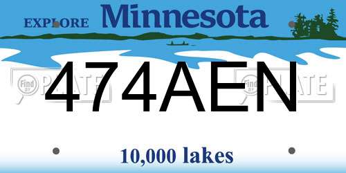 474AEN Minnesota License Plate
