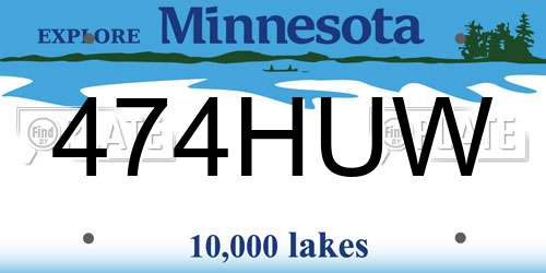 474HUW Minnesota License Plate