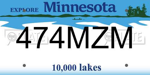 474MZM Minnesota License Plate