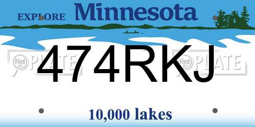 474RKJ Minnesota License Plate