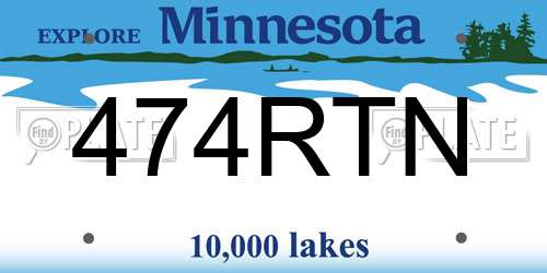 474RTN Minnesota License Plate