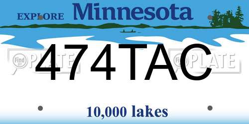 474TAC Minnesota License Plate