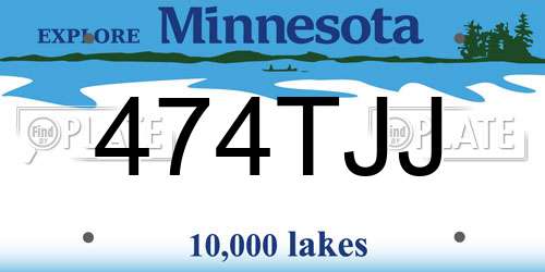 474TJJ Minnesota License Plate