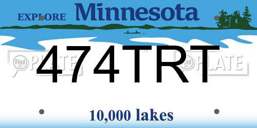 474TRT Minnesota License Plate