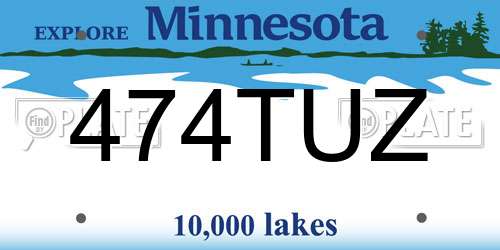474TUZ Minnesota License Plate