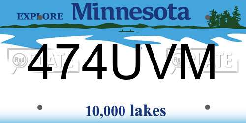 474UVM Minnesota License Plate