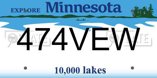 474VEW Minnesota License Plate