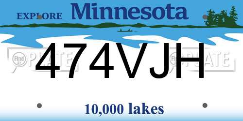 474VJH Minnesota License Plate