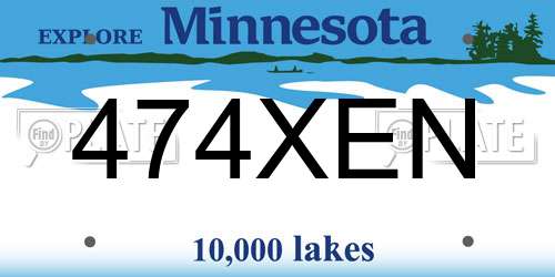 474XEN Minnesota License Plate