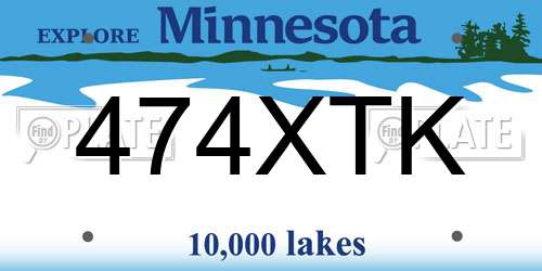 474XTK Minnesota License Plate