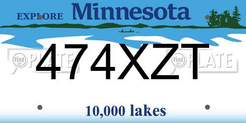 474XZT Minnesota License Plate