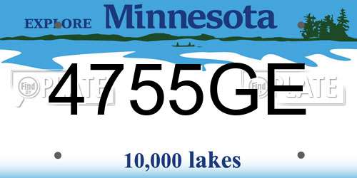 4755GE Minnesota License Plate