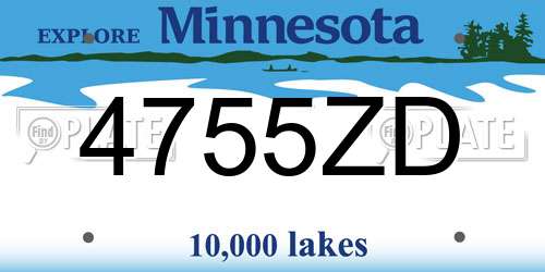 4755ZD Minnesota License Plate