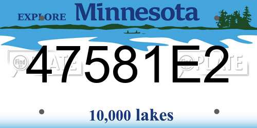 47581E2 Minnesota License Plate