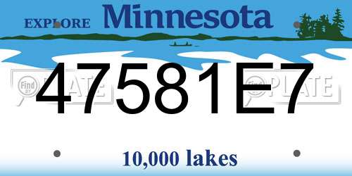 47581E7 Minnesota License Plate