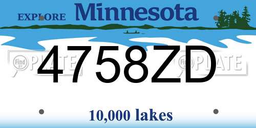 4758ZD Minnesota License Plate
