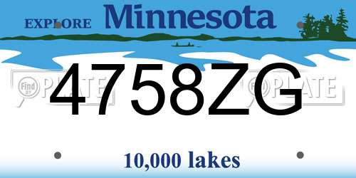 4758ZG Minnesota License Plate