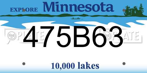 475B63 Minnesota License Plate