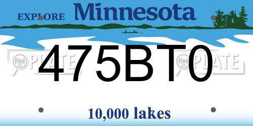 475BT0 Minnesota License Plate