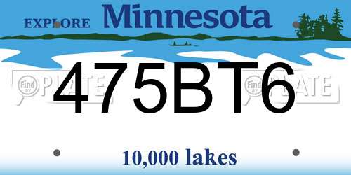475BT6 Minnesota License Plate