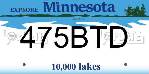 475BTD Minnesota License Plate