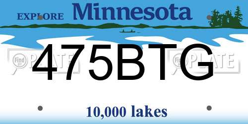 475BTG Minnesota License Plate