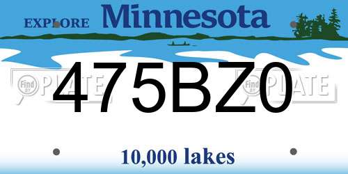 475BZ0 Minnesota License Plate