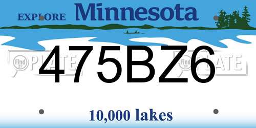 475BZ6 Minnesota License Plate