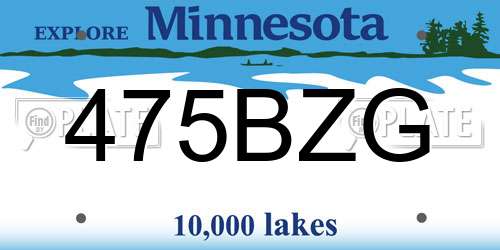 475BZG Minnesota License Plate
