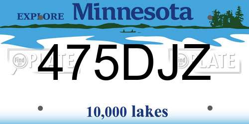 475DJZ Minnesota License Plate