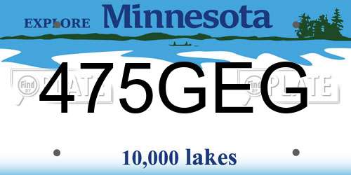 475GEG Minnesota License Plate