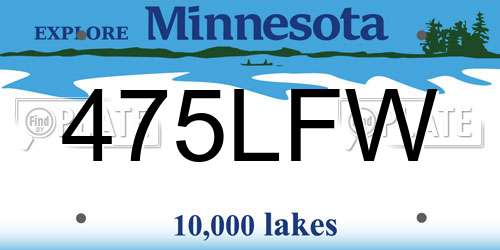 475LFW Minnesota License Plate